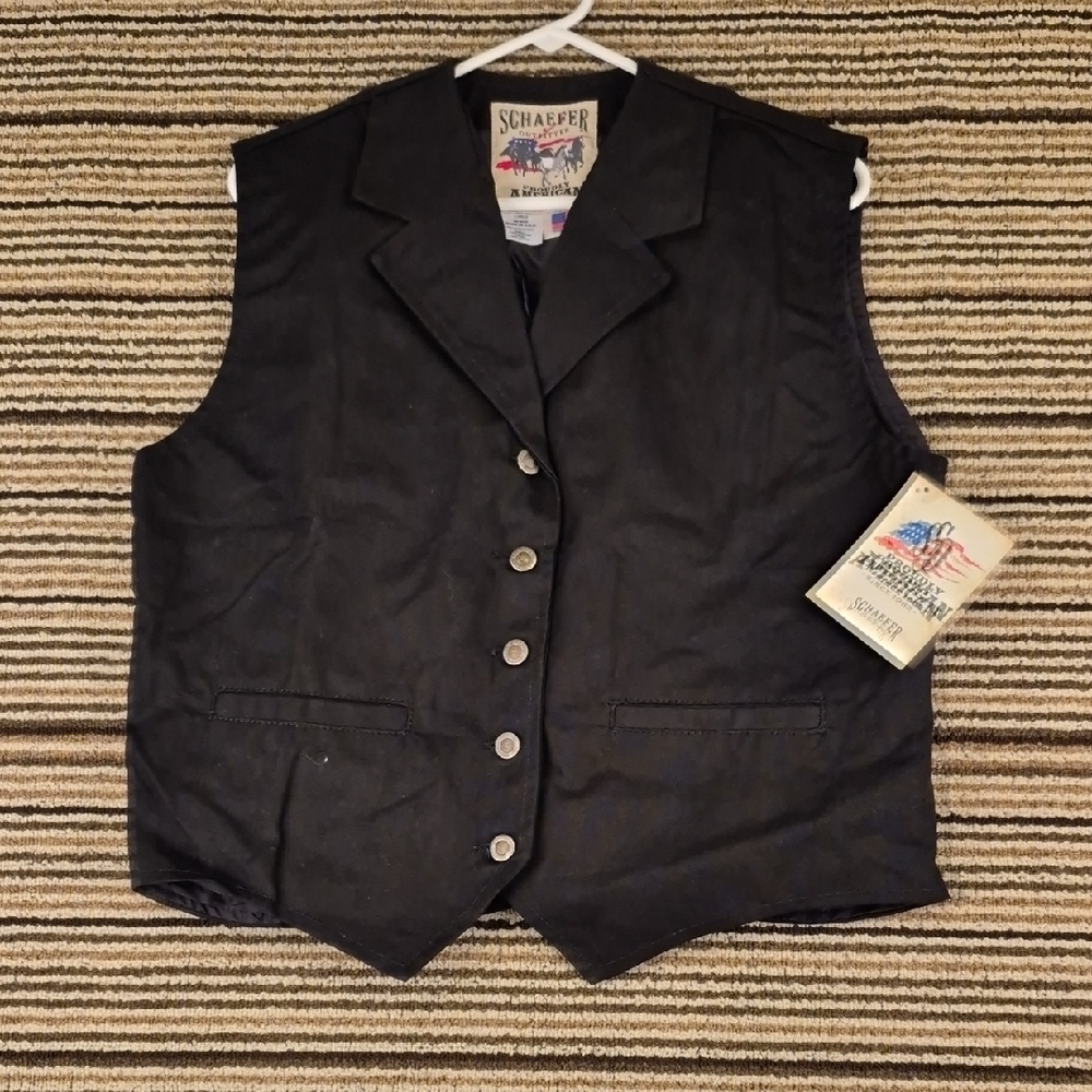 SCHAEFER Outfitter Black Cotton Canvas 906 Cheyenne Western L Womens Vest NEW